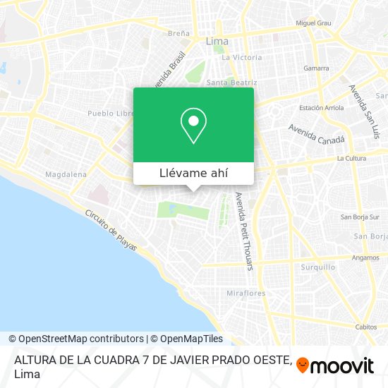 Mapa de ALTURA DE LA CUADRA 7 DE JAVIER PRADO OESTE