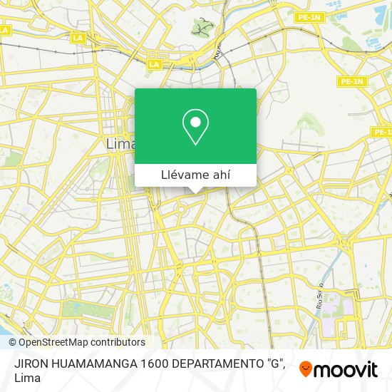 Mapa de JIRON HUAMAMANGA 1600  DEPARTAMENTO "G"