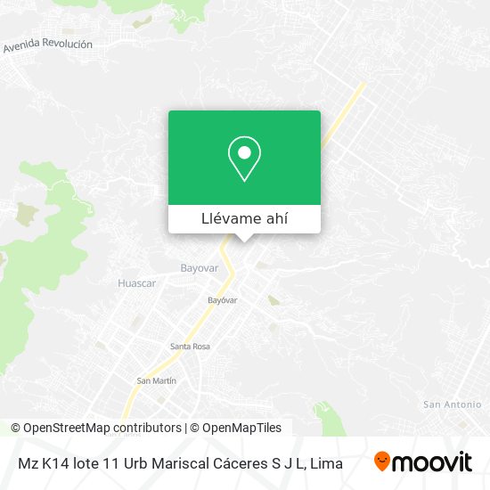 Mapa de Mz  K14 lote 11 Urb  Mariscal Cáceres  S J L