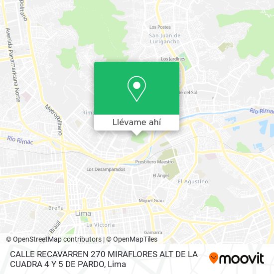 Mapa de CALLE RECAVARREN 270 MIRAFLORES ALT DE LA CUADRA 4 Y 5 DE PARDO