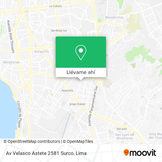 Mapa de Av  Velasco Astete 2581 Surco