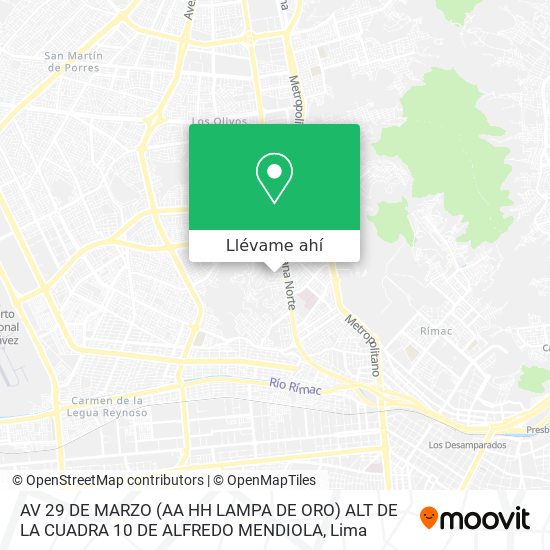 Mapa de AV  29 DE MARZO (AA HH LAMPA DE ORO)  ALT  DE LA CUADRA 10 DE ALFREDO MENDIOLA