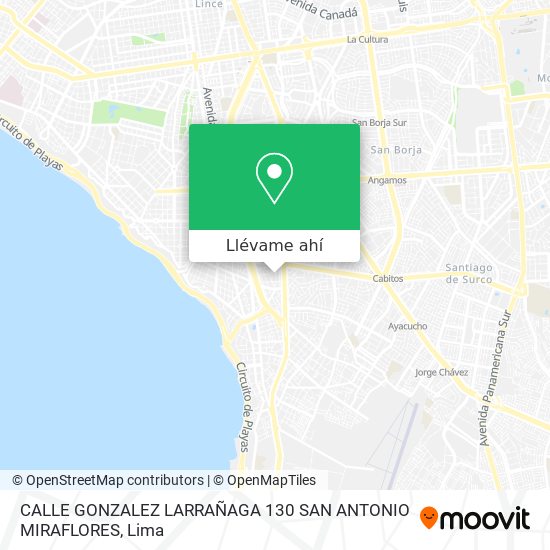 Mapa de CALLE GONZALEZ LARRAÑAGA 130 SAN ANTONIO  MIRAFLORES