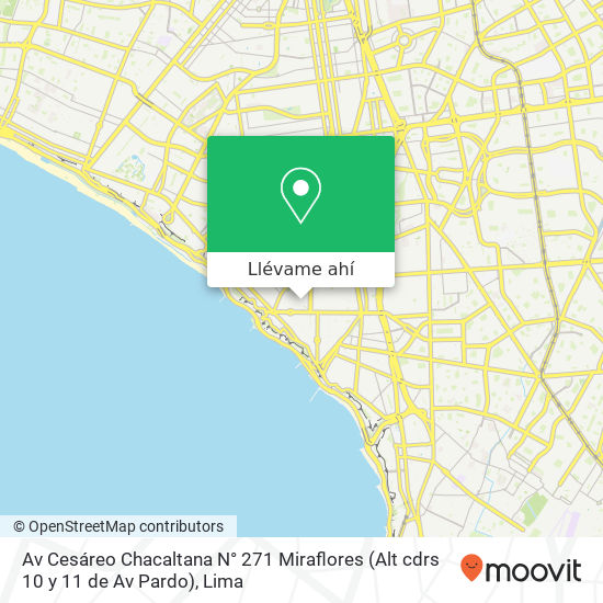 Mapa de Av  Cesáreo Chacaltana N° 271 Miraflores (Alt  cdrs  10 y 11 de Av  Pardo)
