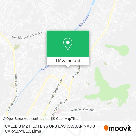 Mapa de CALLE B MZ F LOTE 26 URB LAS CASUARINAS 3 CARABAYLLO