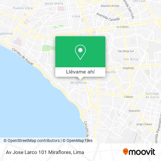 Mapa de Av  Jose Larco 101 Miraflores