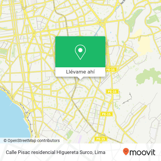 Mapa de Calle Pisac  residencial HIguereta  Surco