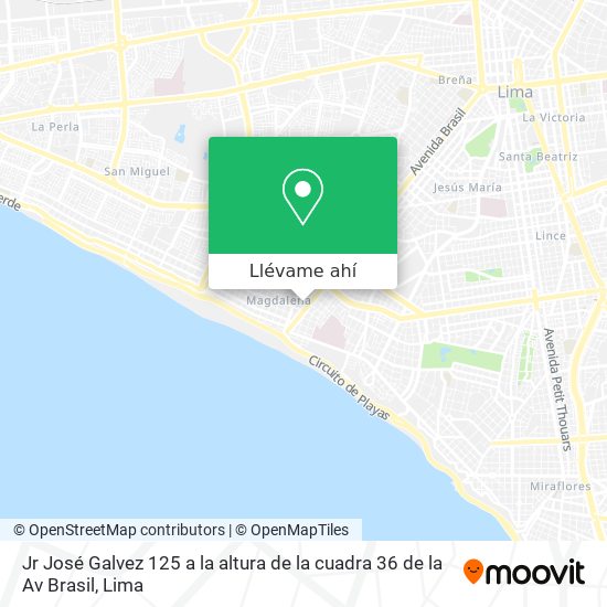 Mapa de Jr  José Galvez 125  a la altura de la cuadra 36 de la Av  Brasil
