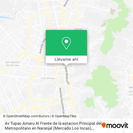 Mapa de Av Tupac Amaru Al Frente de la estacion Principal del Metropolitano en Naranjal (Mercado Los Incas)