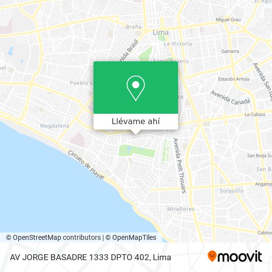 Mapa de AV  JORGE BASADRE 1333 DPTO  402