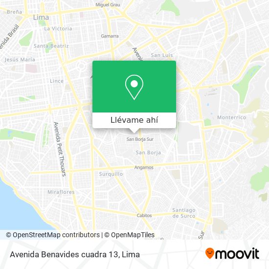 Mapa de Avenida Benavides cuadra 13