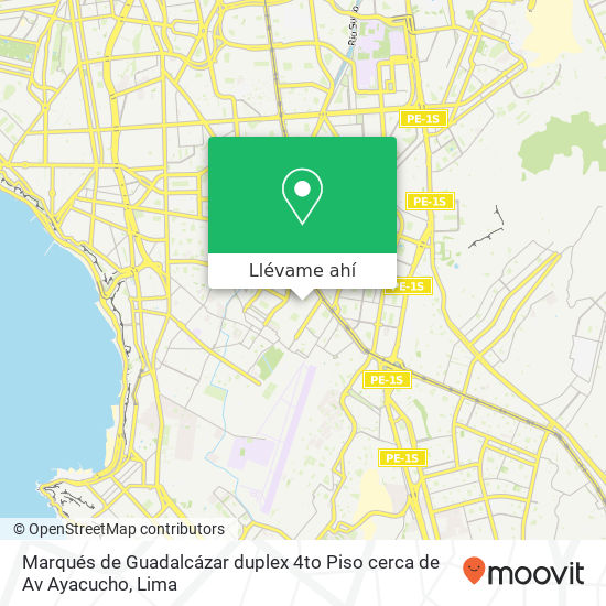 Mapa de Marqués de Guadalcázar duplex 4to Piso cerca de Av  Ayacucho