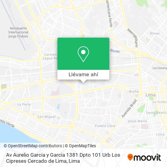 Mapa de Av  Aurelio Garcia y Garcia 1381 Dpto  101 Urb  Los Cipreses   Cercado de Lima