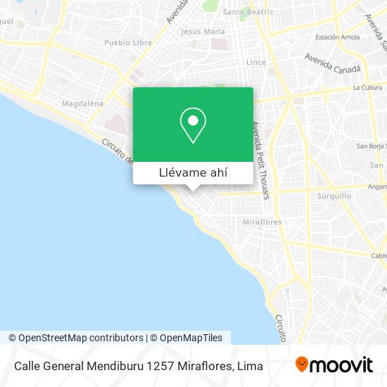 Mapa de Calle General Mendiburu 1257   Miraflores