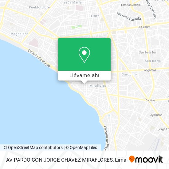 Mapa de AV  PARDO CON JORGE CHAVEZ  MIRAFLORES
