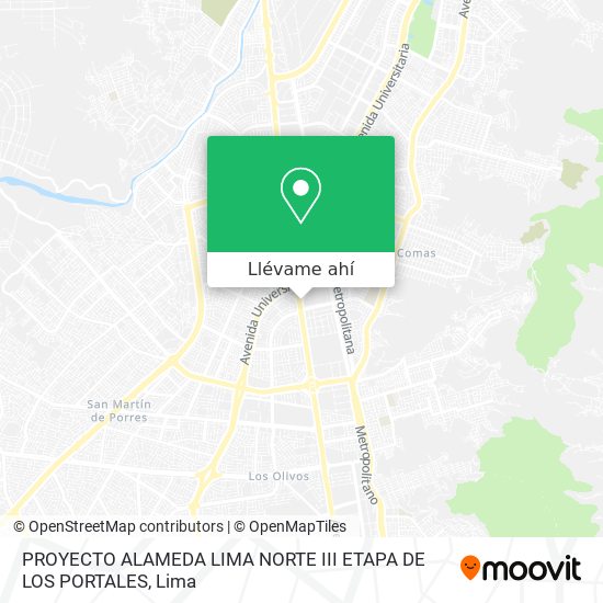 Mapa de PROYECTO ALAMEDA LIMA NORTE III ETAPA DE LOS PORTALES