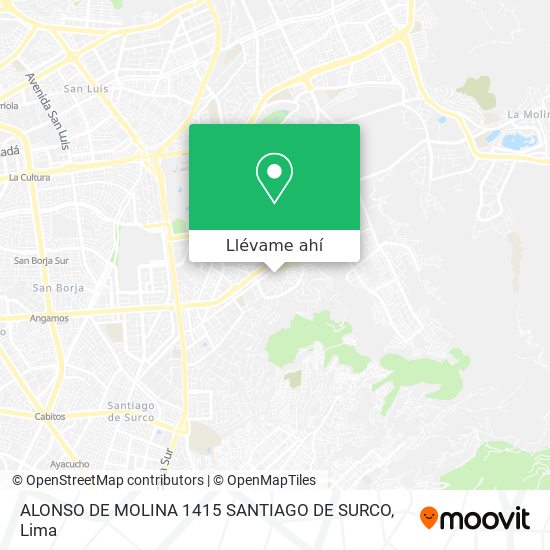Mapa de ALONSO DE MOLINA 1415 SANTIAGO DE SURCO