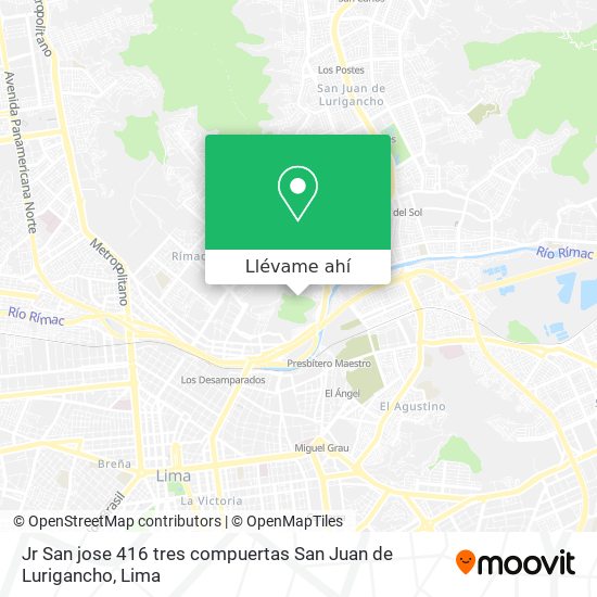 Mapa de Jr San jose 416 tres compuertas San Juan de Lurigancho