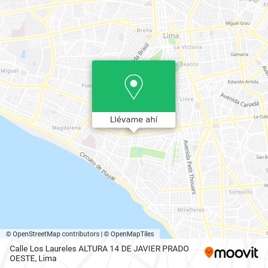 Mapa de Calle Los Laureles  ALTURA 14 DE JAVIER PRADO OESTE