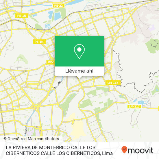 Mapa de LA RIVIERA DE MONTERRICO  CALLE LOS CIBERNETICOS CALLE LOS CIBERNETICOS