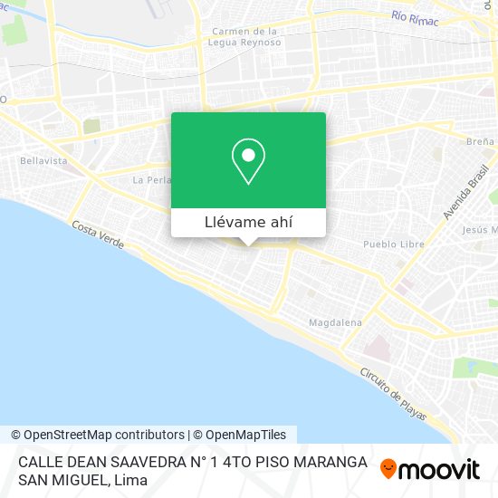 Mapa de CALLE DEAN SAAVEDRA N° 1  4TO PISO MARANGA SAN MIGUEL