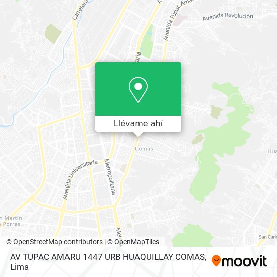 Mapa de AV  TUPAC AMARU 1447 URB  HUAQUILLAY   COMAS