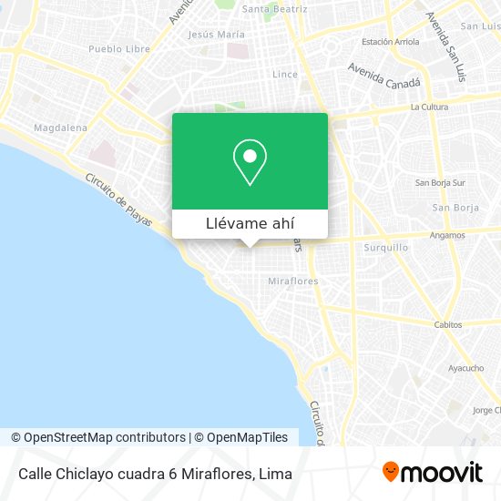 Mapa de Calle Chiclayo cuadra 6 Miraflores