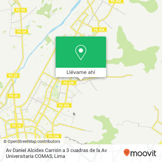 Mapa de Av  Daniel Alcides Carrión  a 3 cuadras de la Av  Universitaria   COMAS