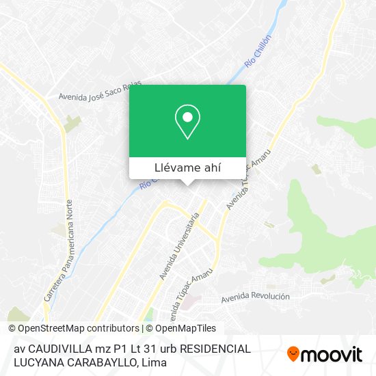 Mapa de av  CAUDIVILLA mz P1   Lt 31 urb  RESIDENCIAL LUCYANA   CARABAYLLO