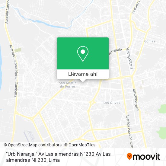Mapa de "Urb  Naranjal"  Av  Las almendras N°230  Av  Las almendras N| 230