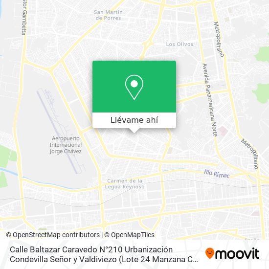 Mapa de Calle Baltazar Caravedo N°210  Urbanización Condevilla Señor y Valdiviezo