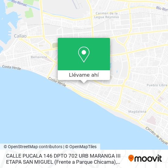 Mapa de CALLE PUCALA   146   DPTO 702   URB  MARANGA III ETAPA  SAN MIGUEL (Frente a Parque Chicama)