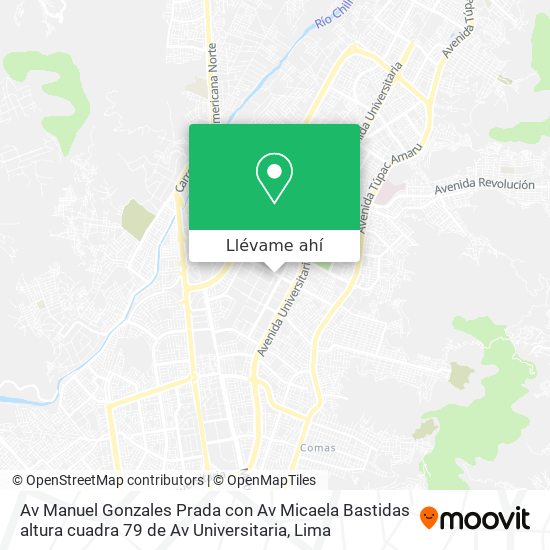 Mapa de Av Manuel Gonzales Prada con Av Micaela Bastidas altura cuadra 79 de Av Universitaria