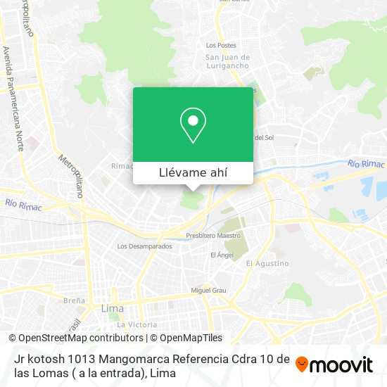 Mapa de Jr kotosh 1013 Mangomarca Referencia Cdra 10 de las Lomas ( a la entrada)