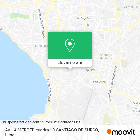 Mapa de AV  LA MERCED cuadra 10 SANTIAGO DE SURCO