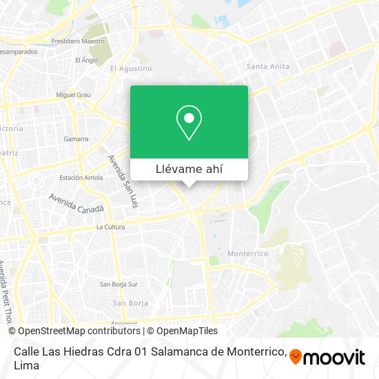 Mapa de Calle Las Hiedras Cdra 01  Salamanca de Monterrico