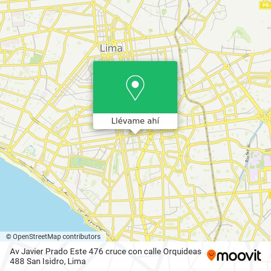 Mapa de Av Javier Prado Este 476 cruce con calle Orquideas 488 San Isidro