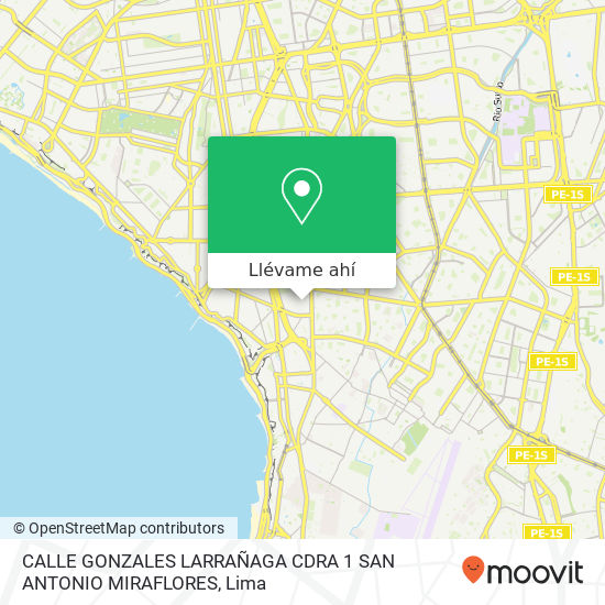 Mapa de CALLE GONZALES LARRAÑAGA CDRA  1  SAN ANTONIO  MIRAFLORES