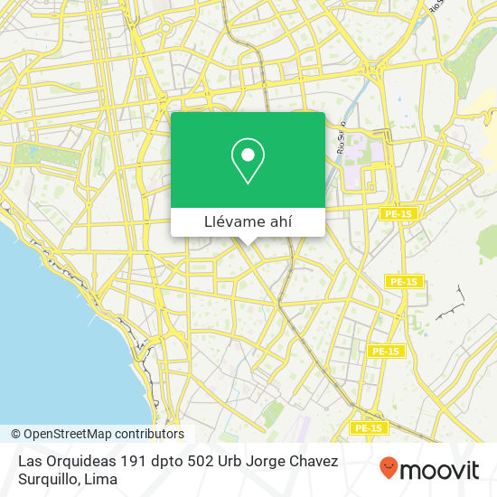 Mapa de Las Orquideas 191 dpto  502 Urb  Jorge Chavez  Surquillo