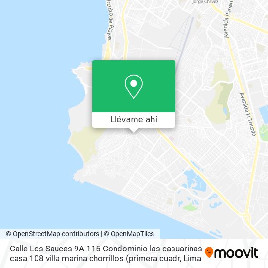 Mapa de Calle Los Sauces 9A  115 Condominio las casuarinas casa 108  villa marina chorrillos