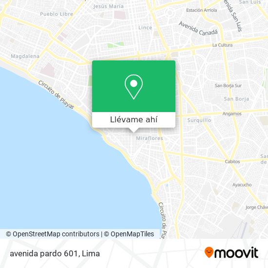 Mapa de avenida pardo 601