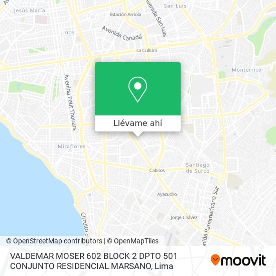 Mapa de VALDEMAR MOSER 602 BLOCK 2 DPTO 501 CONJUNTO RESIDENCIAL MARSANO
