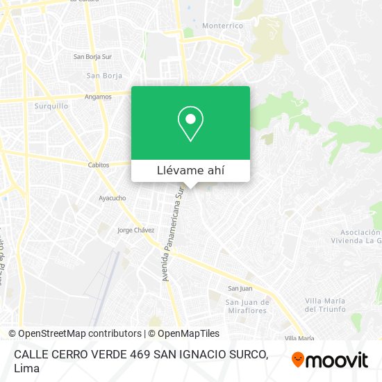 Mapa de CALLE CERRO VERDE 469  SAN IGNACIO   SURCO