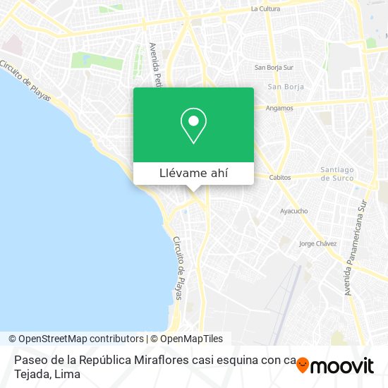 Mapa de Paseo de la República   Miraflores  casi esquina con ca  Tejada