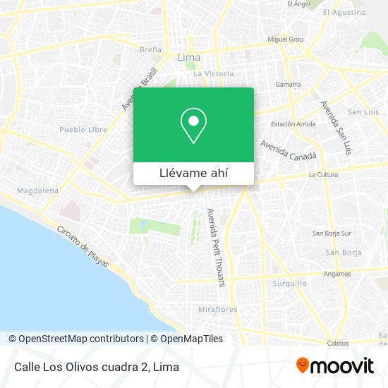 Mapa de Calle Los Olivos cuadra 2