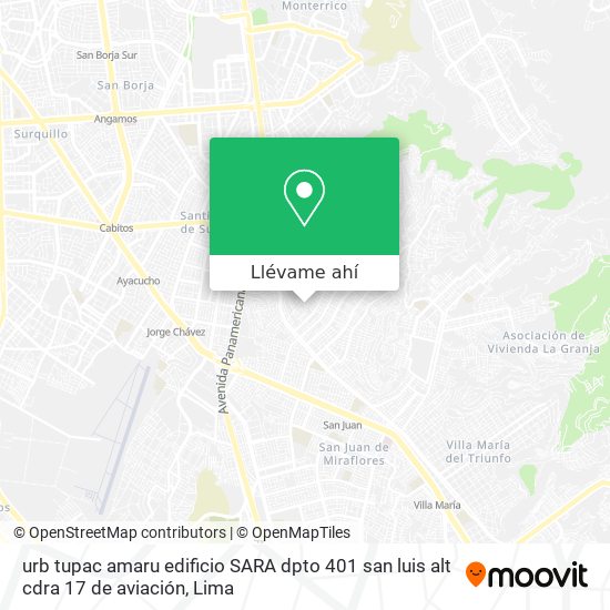 Mapa de urb  tupac amaru edificio SARA dpto 401   san luis alt cdra 17 de aviación