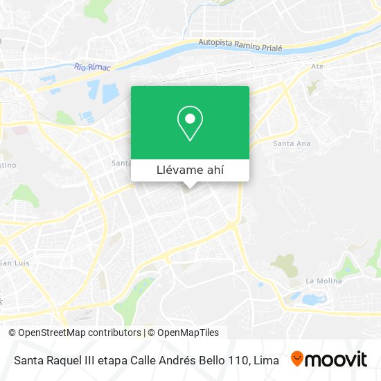 Mapa de Santa Raquel III etapa  Calle Andrés Bello 110