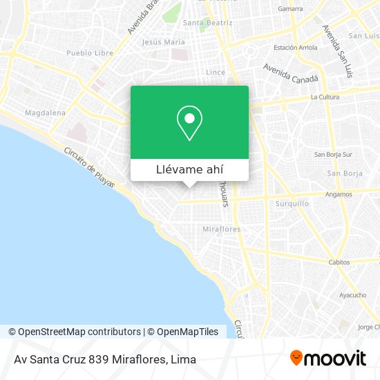 Mapa de Av Santa Cruz 839 Miraflores