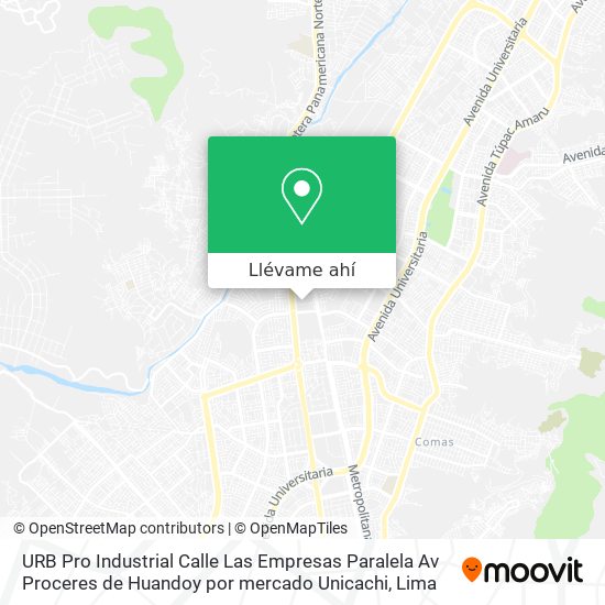 Mapa de URB  Pro  Industrial  Calle Las Empresas Paralela Av  Proceres de Huandoy  por mercado Unicachi