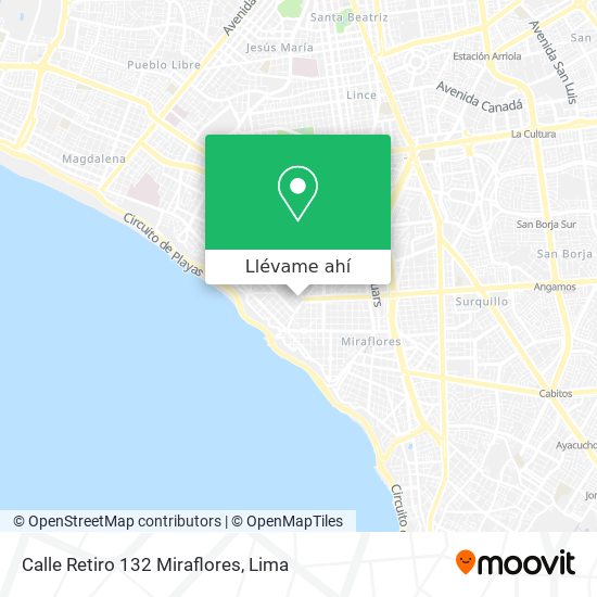 Mapa de Calle Retiro 132  Miraflores